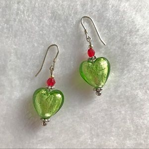 NEW handmade foil heart glass earrings